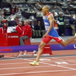 Dominican Republic’s Felix Sanchez wins the men’s 400m hurdles final at the London 2012 Olympic Games at the Olympic Stadium