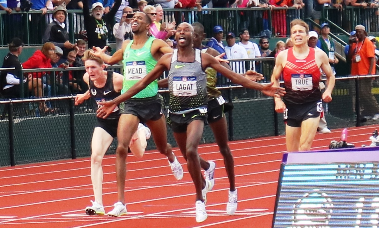 PHOTO: Bernard Lagat wins the 2016 USA Olympic Trials 5000m at Hayward Field in Eugene, Ore., making his fifth Olympic team (photo by Chris Lotsbom for Race Results Weekly)