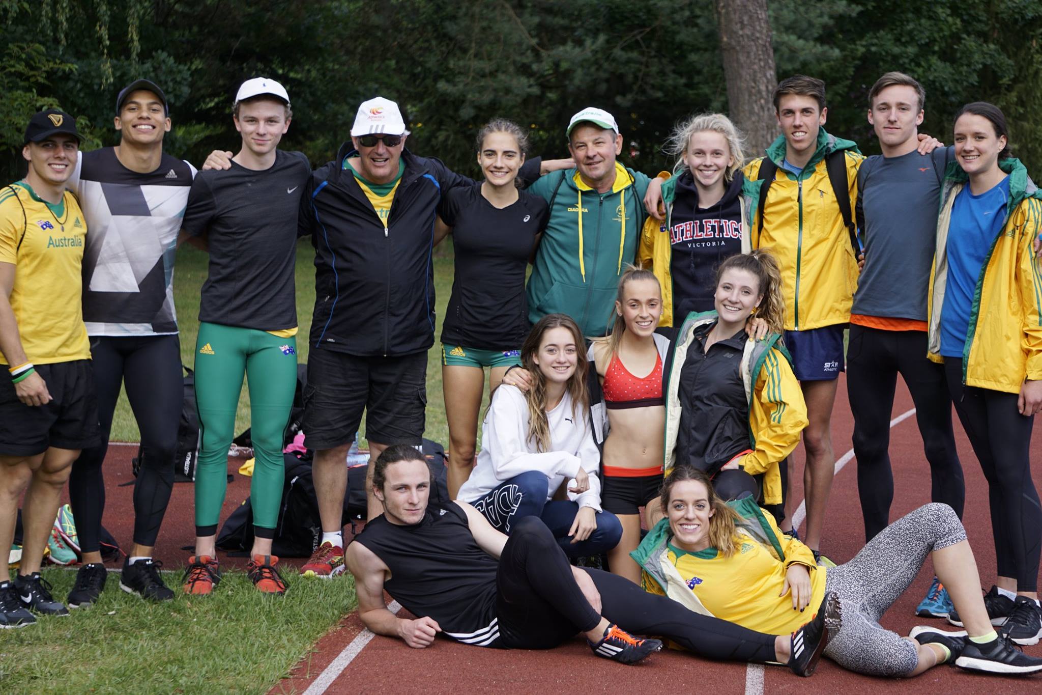 With Trae Williams, Nick Andrews, Lawson Power, Rod Griffin, Amy Harding, Clara Smith, Gregor Gojrzewski, Lauren Ryan, Sam Geddes, Georgia Winkcup, Isaac Hockey, Lachie Barber and Olivia Cason. Photo courtesy of Athletics Australia http://athletics.com.au/