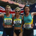 Australians (from L) Krishna Stanton, Kerryn McCan