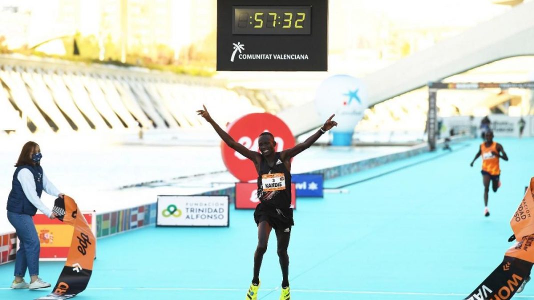 57:32! Kenya's Kibiwott Kandie trounces half marathon world record in