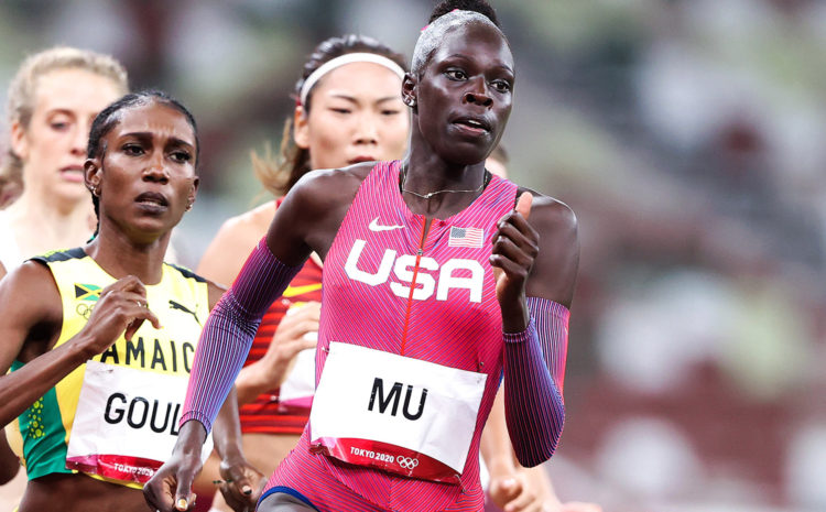 Athing Mu after setting 1:54.97 American 800 record at 2023 Prefontaine  Classic 