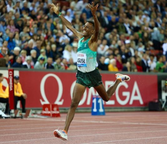 Olympic Bronze medallist Yared Nuguse took out the 1500 “rematch” at the Zurich Diamond League in 3:29.21, ahead of Jakob Ingebrigsten.