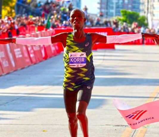 John Korir wins the 2024 Chicago Marathon with a personal best of 2:02:44, marking the second-fastest marathon time in history after years of near-misses.