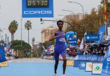 Yomif Kejelcha sets a new world record in the half marathon at Valencia, finishing in 57:30, while Agnes Ngetich clocks the second-fastest women’s time in history.